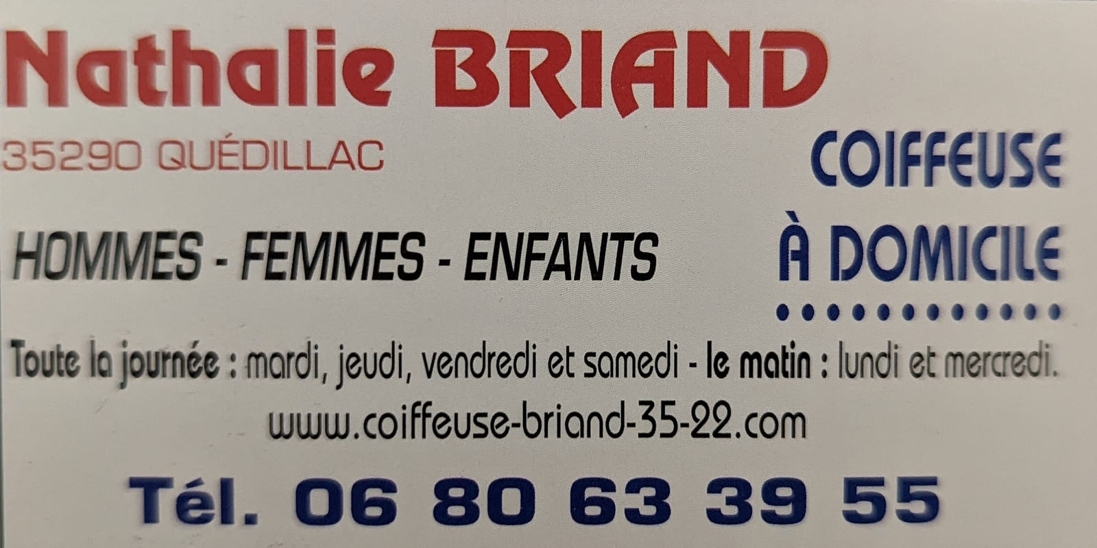 Nathalie Briand Coiffeuse domicile Quedillac