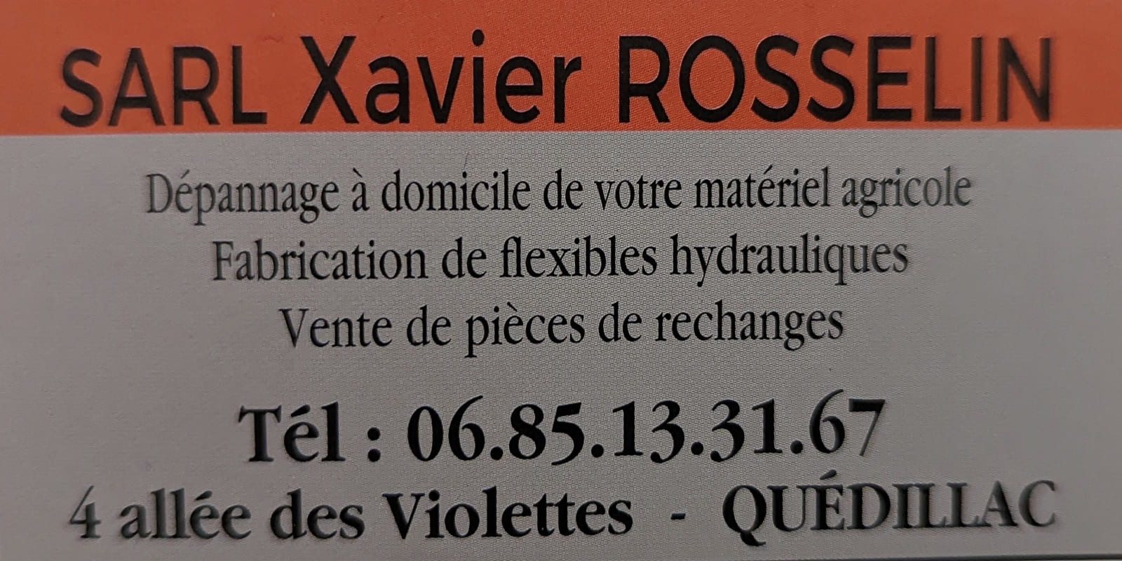 SARL Xavier Rosselin Dépannage matériel Agricole Quedillac